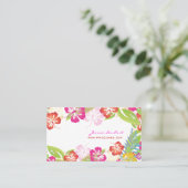 Retro vettige tropische bloemen/goudvoorraad visitekaartje (Staand voorkant)