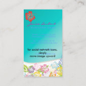 Retro vettige tropische bloemen/schelpdieren visitekaartje (Achterkant)