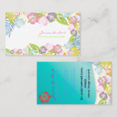 Retro vettige tropische bloemen/schelpdieren visitekaartje (Voorkant / Achterkant)