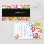 Retro vettige tropische bloemen visitekaartje (Voorkant / Achterkant)