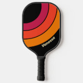 Retro VHS Cirkel Streep met Naam Pickleball Paddle (Achterkant)