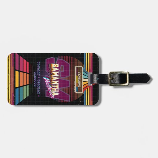 Retro VHS Initiele Naam Letter Monogram Bagage Lab Bagagelabel (Voorkant horizontaal)