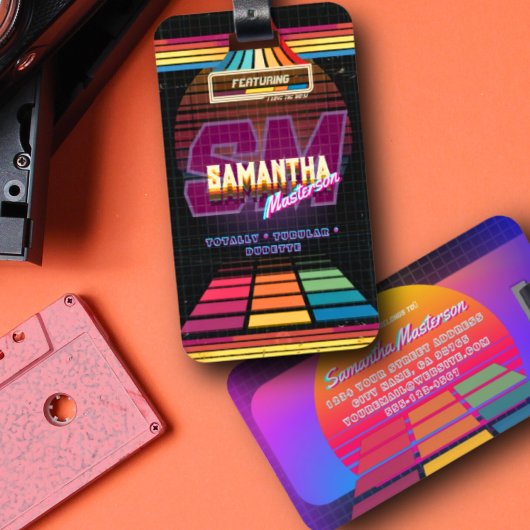 Retro VHS Initiele Naam Letter Monogram Bagage Lab Bagagelabel