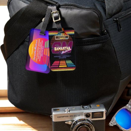 Retro VHS Initiele Naam Letter Monogram Bagage Lab Bagagelabel