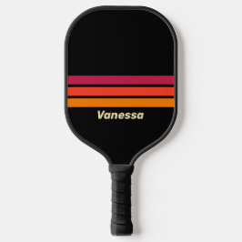 Retro VHS Over Strepen met Naam Pickleball Paddle