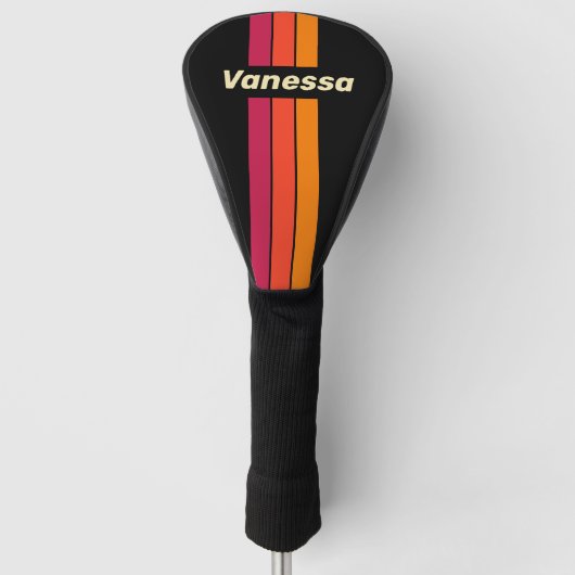 Retro VHS Pin Strepen met Naam Golfheadcover (Voorkant)