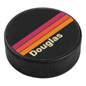 Retro VHS Stripes met Naam Hockey Puck (3/4)