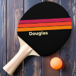 Retro VHS Striping met naam Tafeltennisbatje<br><div class="desc">Retro VHS Stripes Ping Pong Paddle, waar nostalgie voldoet aan hoge intensiteit gameplay. Deze paddle combineert esthetiek met moderne prestaties en biedt een unieke en stijlvolle ervaring op de ping pong tafel. Met zijn opvallende VHS stripes patroon brengt deze paddle hulde aan het iconische videoformaat van het verleden. De gedurfde...</div>