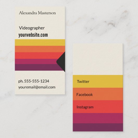 Retro VHS-videoband voor videografen, filmmakers Visitekaartje (Voorkant / Achterkant)