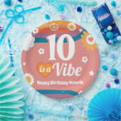 Retro Vibe 10e verjaardag Papieren Bordje (Feest)