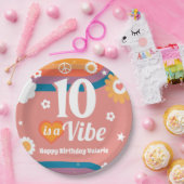 Retro Vibe 10e verjaardag Papieren Bordje (Feest)