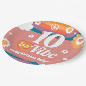 Retro Vibe 10e verjaardag Papieren Bordje (Gekanteld)