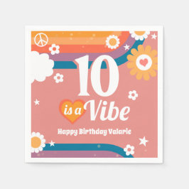 Retro Vibe 10e verjaardag Servet