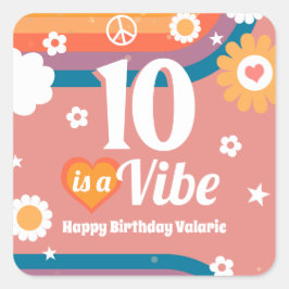 Retro Vibe 10e verjaardag Vierkante Sticker