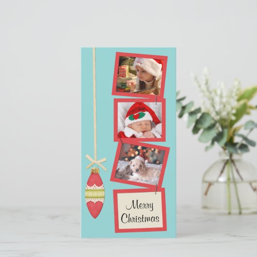 Retro Vibe 3 foto Feestdagenkaart (Staand voorkant)