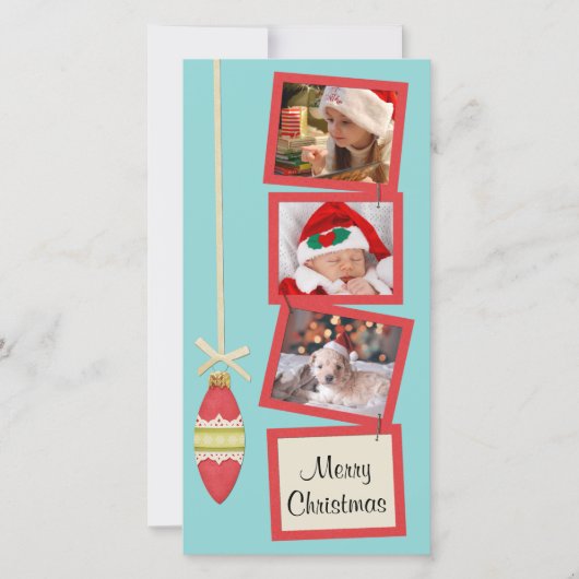 Retro Vibe 3 foto Feestdagenkaart (Voorkant)