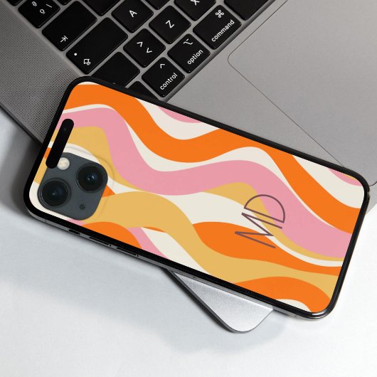 Retro Vibe 60s Pinks Sinaasappel Abstract Case-Mate iPhone Case