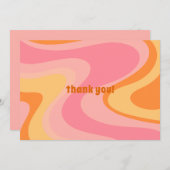 Retro Vibe Abstract wervelkolom 60s 70s Roze en Or Bedankkaart (Voorkant / Achterkant)