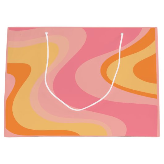 Retro Vibe Abstract wervelkolom 60s 70s Roze en Or Groot Cadeauzakje (Voorkant)
