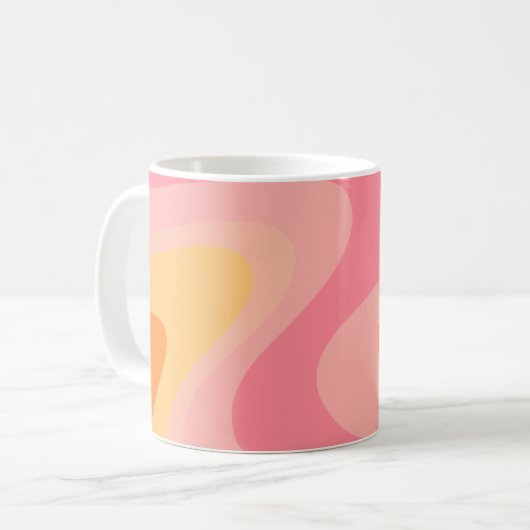 Retro Vibe Abstract wervelkolom 60s 70s Roze en Or Koffiemok (Voorkant links)