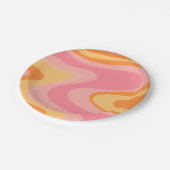 Retro Vibe Abstract wervelkolom 60s 70s Roze en Or Papieren Bordje (Gekanteld)