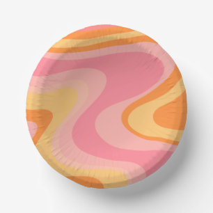 Retro Vibe Abstract wervelkolom 60s 70s Roze en Or Papieren Kommen