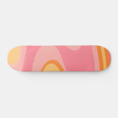 Retro Vibe Abstract wervelkolom 60s 70s Roze en Or Persoonlijk Skateboard (Horizontaal)