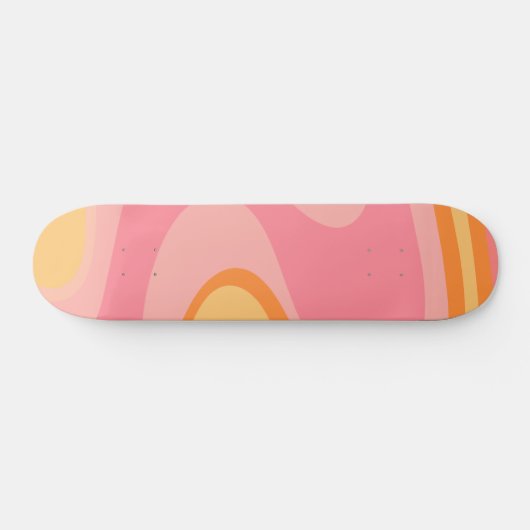 Retro Vibe Abstract wervelkolom 60s 70s Roze en Or Persoonlijk Skateboard (Horizontaal)