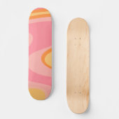 Retro Vibe Abstract wervelkolom 60s 70s Roze en Or Persoonlijk Skateboard (Voorkant)
