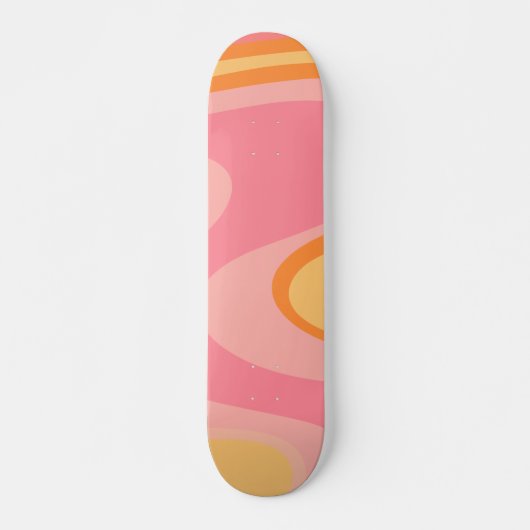 Retro Vibe Abstract wervelkolom 60s 70s Roze en Or Persoonlijk Skateboard (Voorkant)