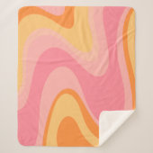 Retro Vibe Abstract wervelkolom 60s 70s Roze en Or Sherpa Deken (Voorkant)