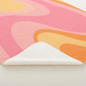 Retro Vibe Abstract wervelkolom 60s 70s Roze en Or Sherpa Deken (3/4)