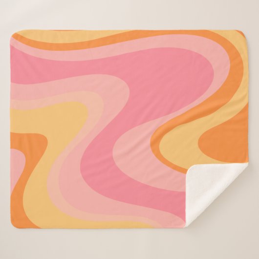 Retro Vibe Abstract wervelkolom 60s 70s Roze en Or Sherpa Deken (Voorkant (horizontaal))