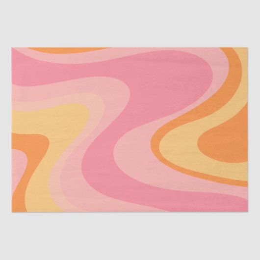 Retro Vibe Abstract wervelkolom 60s 70s Roze en Or Tissuepapier (Voorkant)