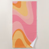 Retro Vibe Abstract Zwemel 60s Roze en Oranje Strandlaken (Voorkant)