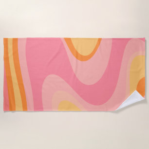 Retro Vibe Abstracte Draaikolk Jaren 60 70 Pink en Strandlaken
