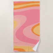 Retro Vibe Abstracte Draaikolk Jaren 60 70 Pink en Strandlaken (Voorkant)