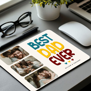 Retro Vibe 'Beste Papa Ooit' 3 Foto Collage Muismat