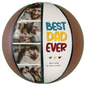 Retro Vibe 'Beste Papa Ooit' 4 Foto Collage Basketbal (Verticaal)