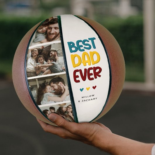 Retro Vibe 'Beste Papa Ooit' 4 Foto Collage Basketbal