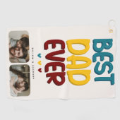 Retro Vibe 'Beste vader ooit' 2 Fotocollage Golfhanddoek (Horizontaal)