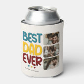 Retro Vibe 'Beste vader ooit' 3 Fotocollage Blikjeskoeler (Blikje Voorkant)