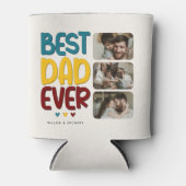 Retro Vibe 'Beste vader ooit' 3 Fotocollage Blikjeskoeler (Voorkant)