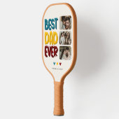 Retro Vibe 'Beste vader ooit' 3 Fotocollage Pickleball Paddle (Links)