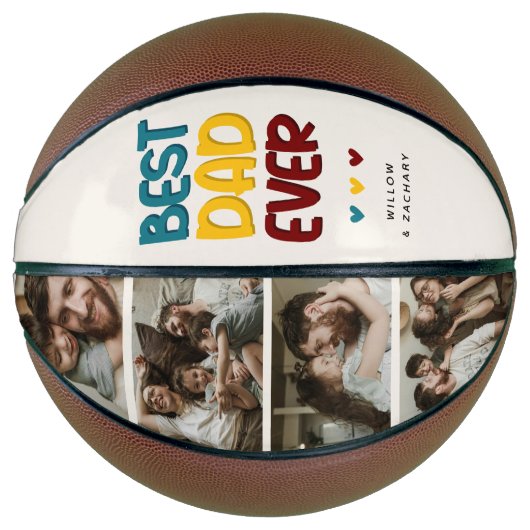 Retro Vibe 'Beste vader ooit' 4 Fotocollage Basketbal (Voorkant)