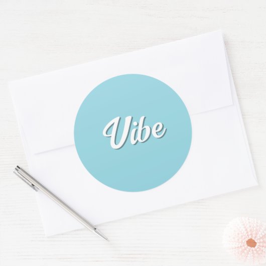 Retro Vibe Blauw Eenvoudig Koel Ronde Sticker (Envelop)