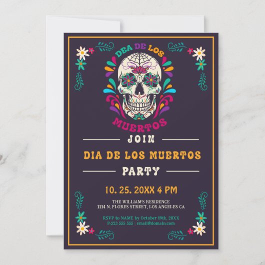 Retro Vibe Dag van de Doden, Dia de los Muertos Kaart (Voorkant)