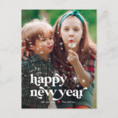 Retro Vibe Gelukkig Nieuwjaar Foto Ansichtkaart Feestdagenkaart (Voorkant)