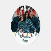 Retro Vibe Kerstfoto Metalen Ornament (Voorkant links)