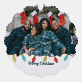 Retro Vibe Kerstfoto Ornament Kaart (Voorkant)